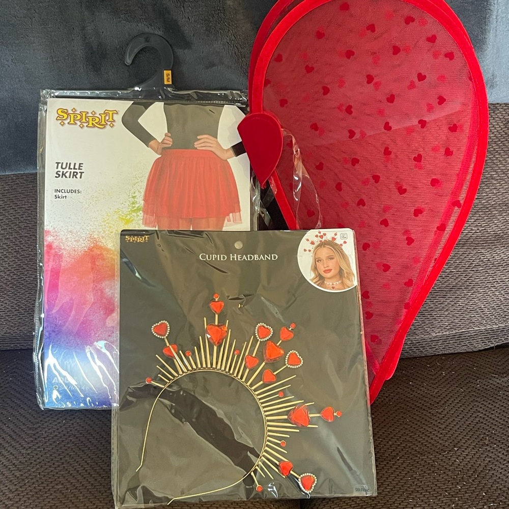 Red Cupid Costume Set with Tulle Skirt and Headband